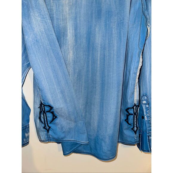 Roar Mens Foundation Edition Shirt XL Apex Button Long Sleeve Blue Embroidered W - Picture 6 of 8